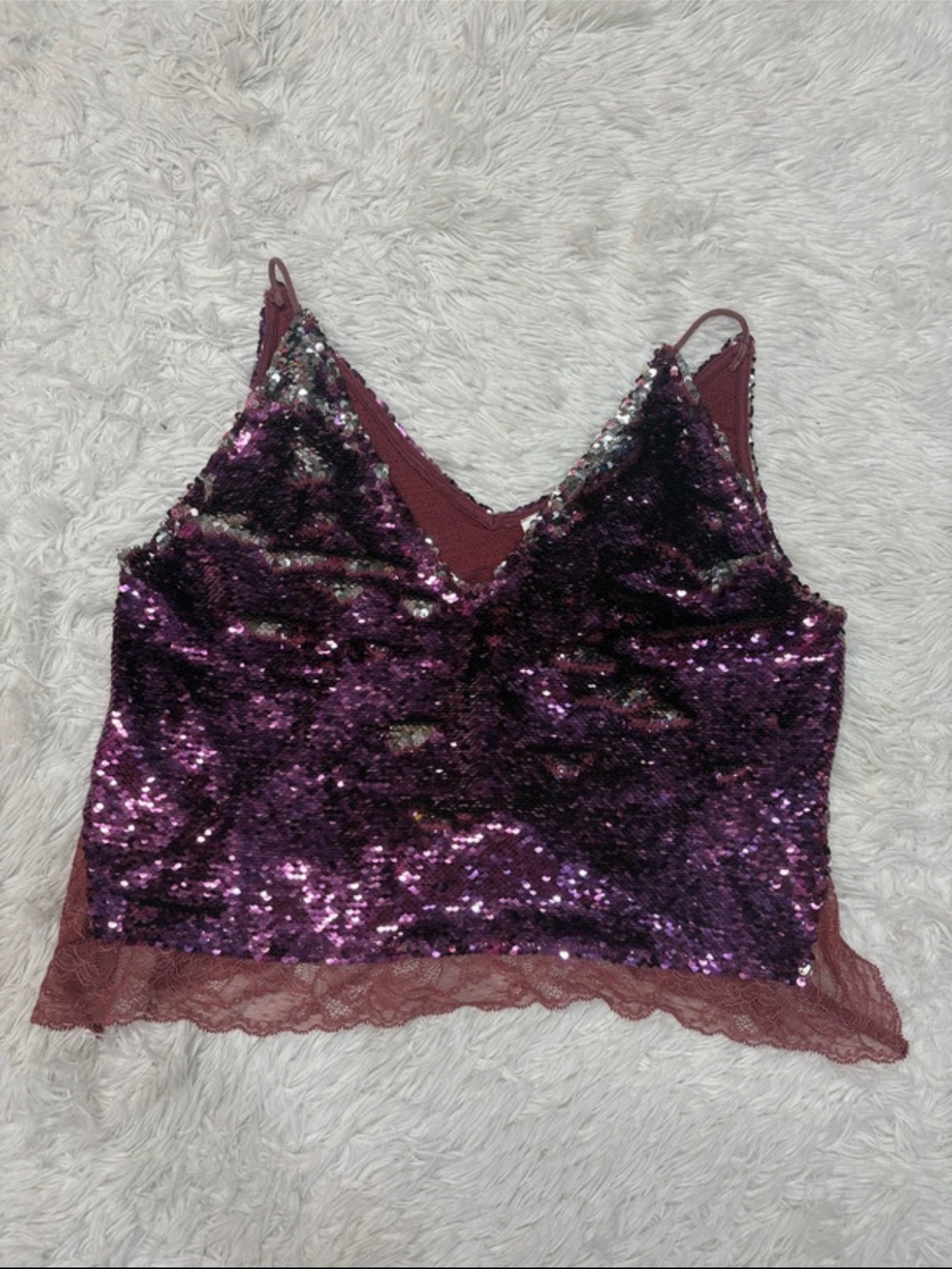 Free people intimately Women's Purple Sequin Lace Cami Top